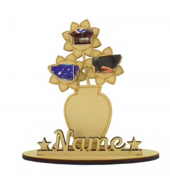 6mm Personalised Flower Vase Shape Mini Chocolate Bar Holder on a Stand - Stand Options
